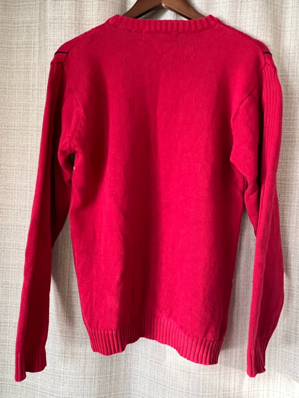 Vintage Oscar de la Renta Red Cable Knit Striped Sweater Preppy Grandpa Core - Picture 4 of 9